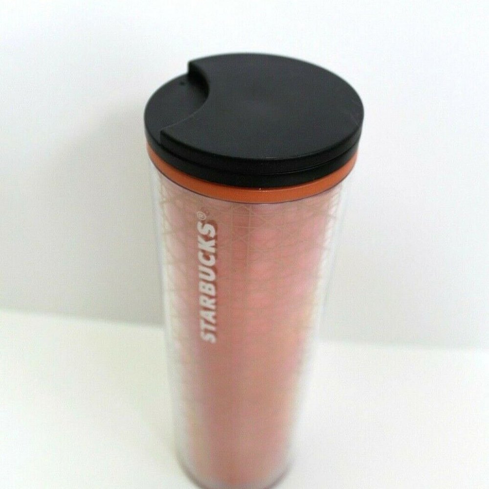 Starbucks Orange Geometric Sliding Lid Acrylic Tumbler 16 oz